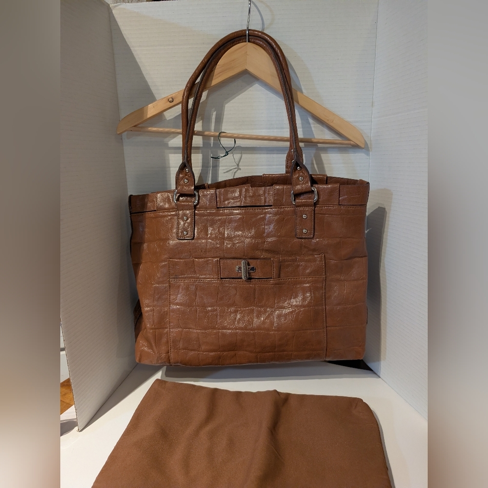 Liz Claiborne Brown Vegan Leather Satchel Shoulder‎ Bag